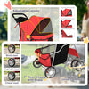 Pet Stroller with Reflective Strips, Foldable Cat Stroller with 360° Swivel Wheels for Small Dogs and Cats, Red