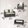 4-Piece Outdoor Wicker Patio Furniture Conversation Set, Includes Loveseat, Chairs and 2-Tier Table with Cushions, Modern Rattan Sofa Set for Backyard