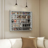 5-Tier Display Cabinet, Shot Glass Display Case, Glass Curio Cabinet with 2 Glass Doors and 4 Adjustable Shelves, Grey