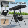1-Seat Outdoor Porch Swing Patio Swing with Adjustable Canopy, Removable Seat and Back Cushion for Garden, Poolside