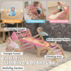 Qaba 8-in-1 Pikler Triangle Set, Foldable Wooden Climbing Toys with Arch, Ramp and Ladder for Ages 18-48 Mouths, Pink