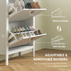 Narrow Shoe Cabinet with 2 Flip Drawers, Adjustable Shelves for Entryway, Holds 10-14 Pairs, White