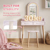 Qaba Kids Dressing Table, Girls Vanity Set with Stool, 3-Colour LED Lights Mirror, Large Drawer for Ages 3-8, Pink