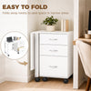 Computer Desk Foldable Top Office Desk 3 Drawers, 4 Lockable Wheels, White Wood Grain