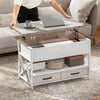 Modern Coffee Table, Lift Top Center Table with Fabric Drawers and Hidden Storage for Living Room, Cement Grey
