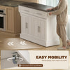 Stainless Steel Kitchen Island with Storage and Stainless Steel Top, Kitchen Trolley with Drawers, Cabinets, Towel Rack, White