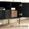 Modern TV Console for TVs up to 50 Inch, Entertainment Center with Smart RGB LED Lights and Soft Close Doors, Black