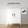 Office Storage Cabinet with Lock, Filing Cabinet with Adjustable Shelves and Doors for Home Office, Garage, White