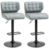 Swivel PU Leather Barstools Set of 2 Adjustable Bar Stools with Footrest Back for Kitchen Counter Dining Room Grey