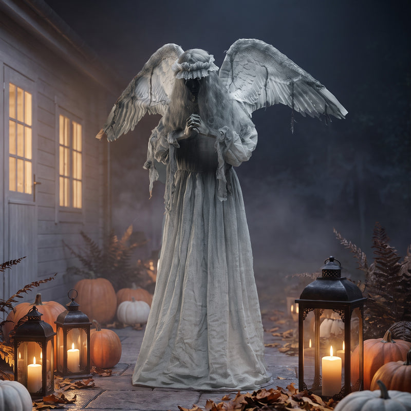 Halloween Animated Standing Crying Angel Decoration with Sound and Touch Activated