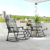 3-Piece Outdoor Foldable Rocking Chair Set, Light Grey