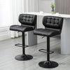 Swivel PU Leather Barstools Set of 2 Adjustable Bar Stools with Footrest Back for Kitchen Counter Dining Room Black