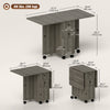 Foldable Dining Table, Rolling Kitchen Table with Storage Drawers and Cabinet, Drop Leaf Table on Wheels, Grey