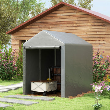 4 x 6ft Outdoor Storage Shed Tent, Portable Shed with Roll-up Door for Motorcycle, Bike, Garden Tools