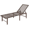 Wicker Outdoor Lounge Chair, Rattan Reclining Patio Lounger Tanning Chair with Adjustable Back, Brown