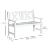 2-Seater Wooden Garden Bench, 4FT Outdoor Patio Loveseat with Unique X-Shape Back for Yard, Lawn, Porch, White