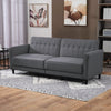 Convertible Bed with Couch, Button Tufted Fabric Sofa Bed with Adjustable Back for Living Room, Charcoal Grey