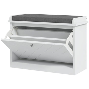 Shoe Storage with Seat, Upholstered Hallway Bench, Shoe Bench with Flip Drawer, Adjustable Shelf for 4-6 Pairs of Shoes