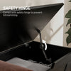 31.5 Inches Storage Chest, Storage Trunk with 2 Safety Hinges for Living Room, Black Wood Grain