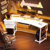 79 inch Gaming Desk with RGB Lights, Computer Table with Power Outlets & USB Ports, Keyboard Tray and 2 Drawers, White