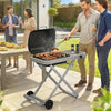 Portable Propane Gas BBQ Grill with Foldable Cart, Wheels, 9500 BTU Gas Barbecue Grill with Piezo Ignition Burner, Black
