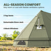 Teepee Tent Waterproof Camping Tent with Stove Jack for 4-6 Person Outdoor Camping Hiking Army Green
