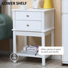 Modern Sofa Side Table, Accent End Table with Drawers and Storage Shelf, Nightstand for Bedroom Living Room, White