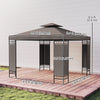 10 x 10 FT Canopy Gazebo, Double Roof Patio Gazebo with Screen Panels and Metal Frame for Deck, Backyard