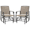 2 Pieces Outdoor Glider Chairs, 2 Person Glider Rocking Chair Set with Breathable Mesh Fabric, Steel Frame, Dark Brown
