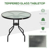 31.5'' Round Bistro Table Outdoor Dining Coffee Table w/ Tempered Glass Top Patio Garden Side Table Weather-resistant