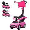 Qaba 3 in 1 Toddler Push Car Licensed Mercedes-Benz with Push Handle, Canopy, Guardrails, Horn, Music for 18-36 Months, Pink