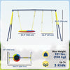 Qaba Kids Swing Set with Double Swings, Outdoor Playset with Adjustable Ropes, Metal Frame for Ages 3-8, 150kg Capacity