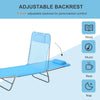 Outdoor Lounge Chair, Portable Adjustable Reclining Seat Folding Chaise Lounge Patio Camping Beach Tanning Chair Bed with Pillow, Blue