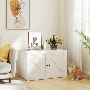 Cat Litter Box Enclosure with Double Doors, Handles, Fit Most of Cat and Litter Box, 31.5