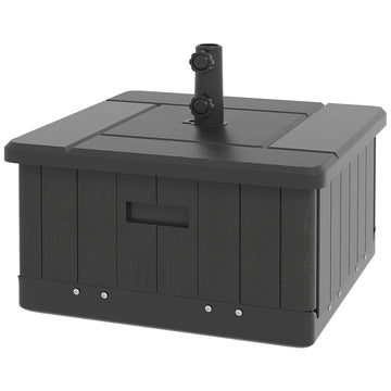 3-in-1 Outdoor Umbrella Base with Wheels and Handles, End Table, Flower Box Planter with Hole, 176 lbs. Capacity, Black