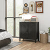 Sideboard Buffet, Kitchen Storage Cabinet with Barn Door and Adjustable Shelves, Storage Pantry, Black Oak