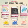 Qaba Art Easel for Kids, Double-Sided Whiteboard & Chalkboard with Paper Roll, 2 Storage Boxes, Gift for Boys, Girls, Pink