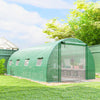 Walk-in Tunnel Greenhouse with 2 Support Rods, Mesh Door, Plant Hot House with PE Cover, 20'x10'x7', Green