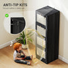 4 Drawer Filing Cabinet with Lock, Boho File Cabinet for A4 Letter Size Files with Decorative Rattan Accents, Black