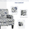 Upholstered Armchair, Mid-Century Accent Chair with Floral Pattern, Nailhead Trim for Living Room, Bedroom, Multicolour