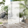 6.5FT Decorative Outdoor Divider, Metal Privacy Screen with Stand, Triangle Style, White