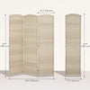 6 Ft Tall Folding Room Divider, 3 Panel Portable Privacy Screen, Hand-Woven Partition Wall Divider, Light Oak