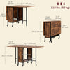 Folding Dining Table, Extendable Kitchen Table for Small Spaces with Storage Shelf and 6 Wheels, Rustic Brown