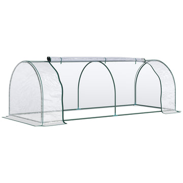 8' x 3' x 2.6' Mini Greenhouse Portable Hot House for Plants with Zippered Doors for Outdoor, Indoor, Garden, Clear
