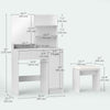 Vanity Set with Mirror and Stool, Makeup Vanity Table with Storage Drawer, Cabinet, Adjustable Shelf for Bedroom, White