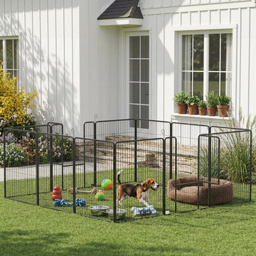 Dog Pen with Gate, 12 Panels Puppy Playpen, Dog Fence, 39