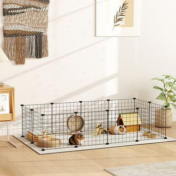 Pet Playpen, DIY Cage House for Small Animals, Guinea Pigs, Hedgehogs, Black