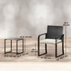 Outdoor Bistro Set, 3 Piece Wicker Patio Furniture with Mesh Seat, Glass Table, Cushions for Porch, Balcony, Cream White