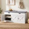 Shoe Bench with Cushion Shoe Storage Bench 3-Door Adjustable Shelves White