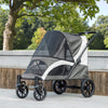 Foldable Pet Stroller for Medium Dogs with Four Big Wheels, Shock-Absorbing Frame, Safety Leashes, Brakes